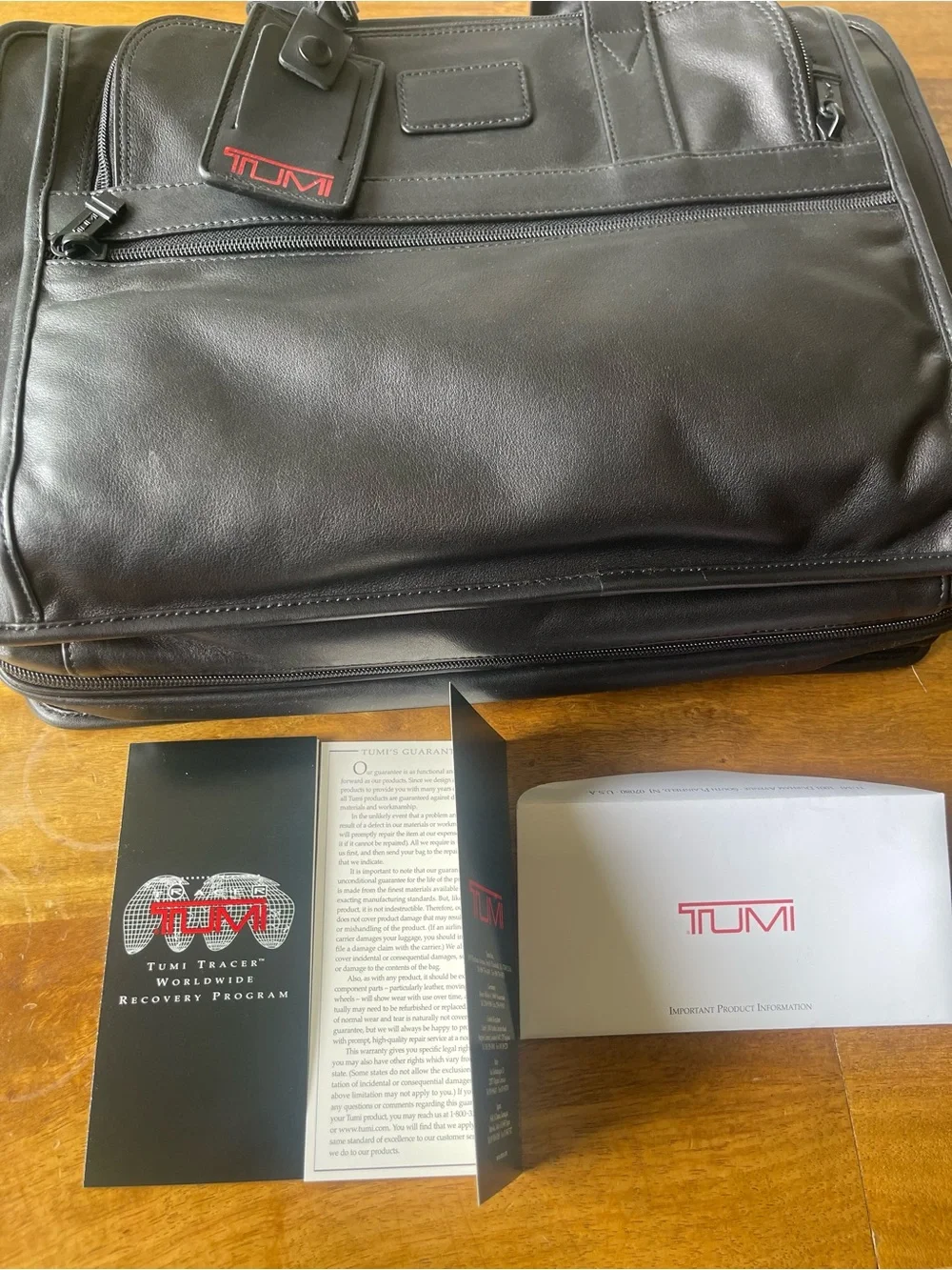 Tumi Black Leather Laptop Deluxe Expandable Brief (Brand New with Tags still on)